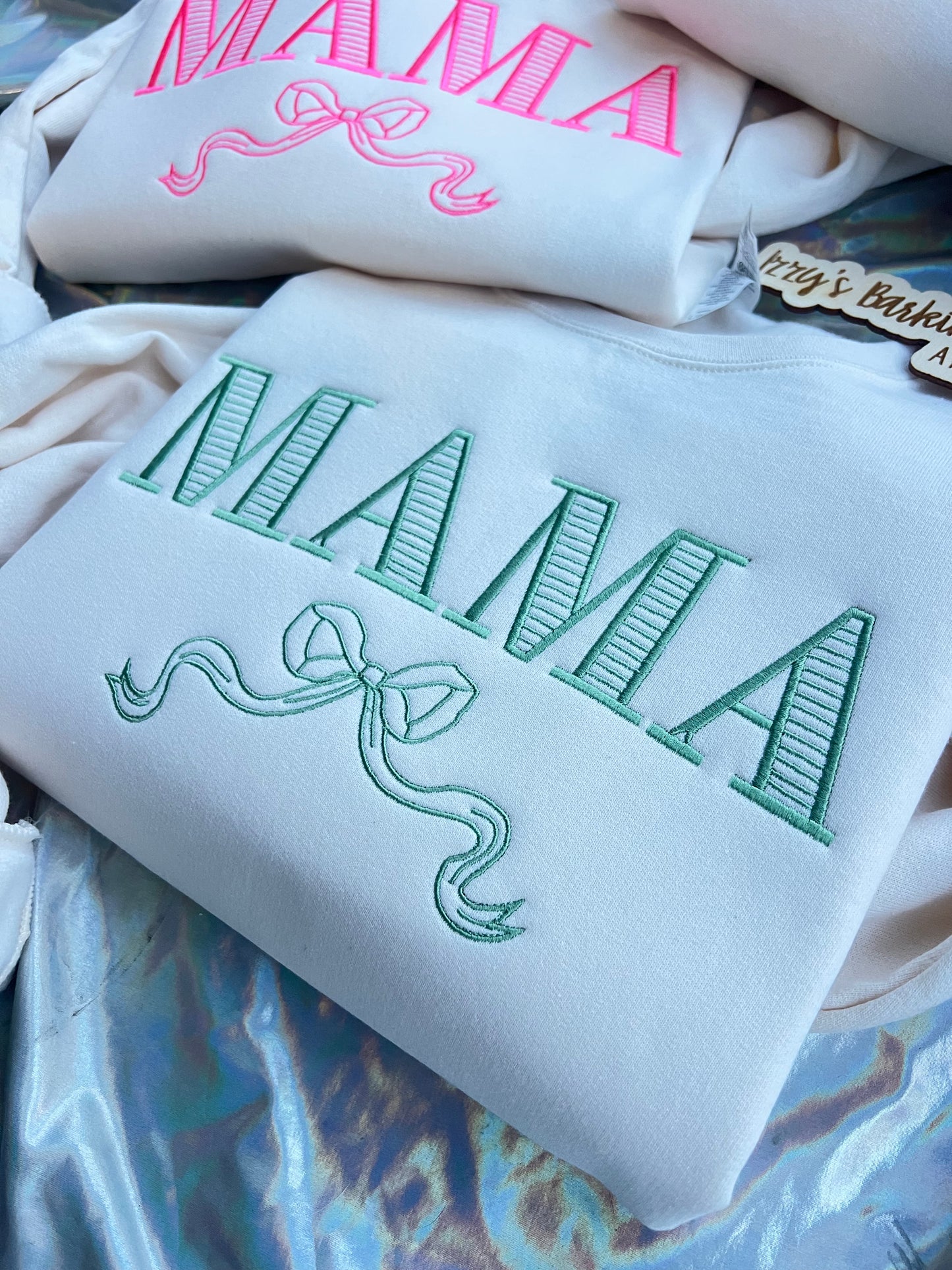 Striped MAMA Bow Crewneck