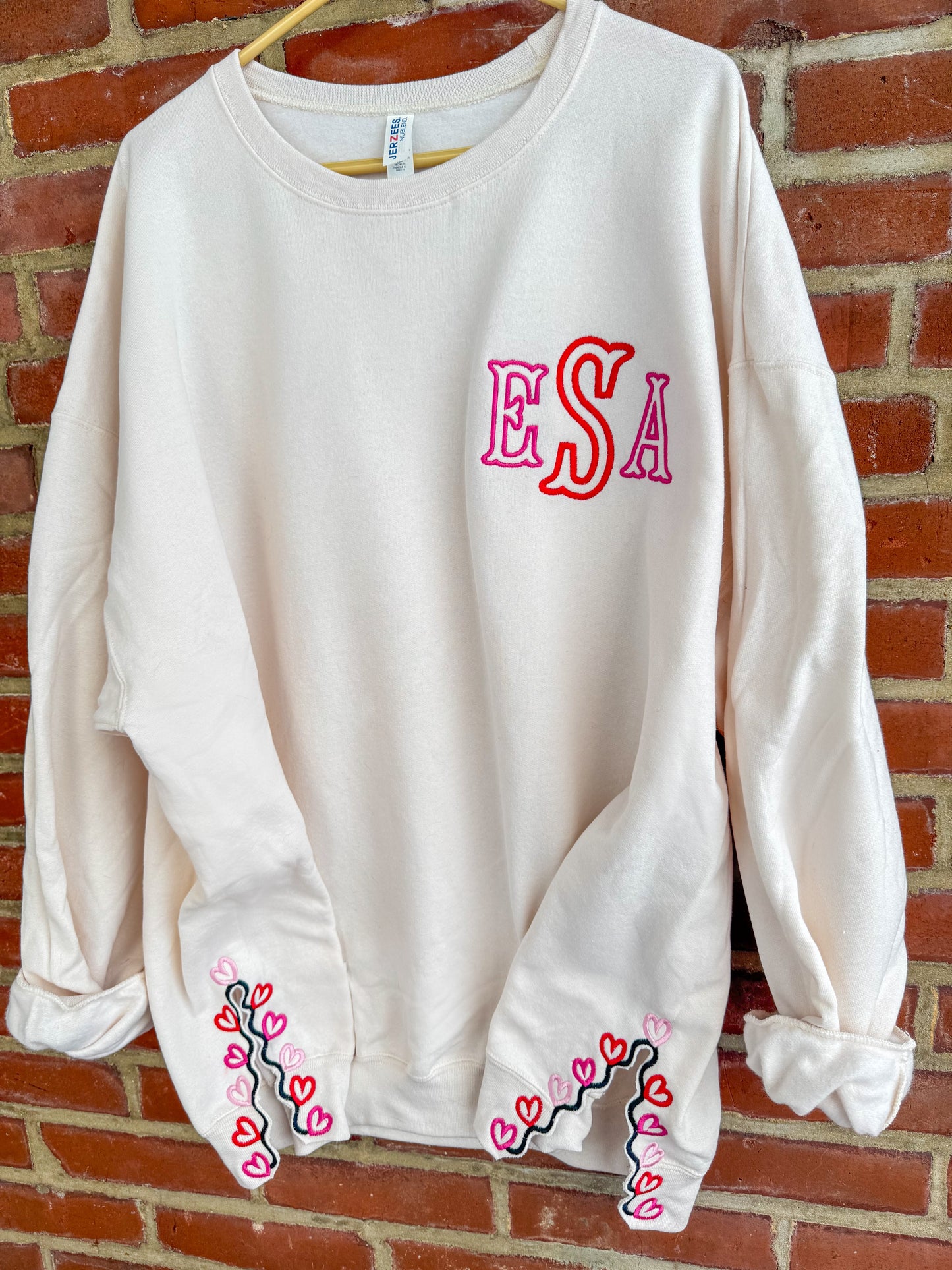 Valentine's Monogram Side Split Crewneck