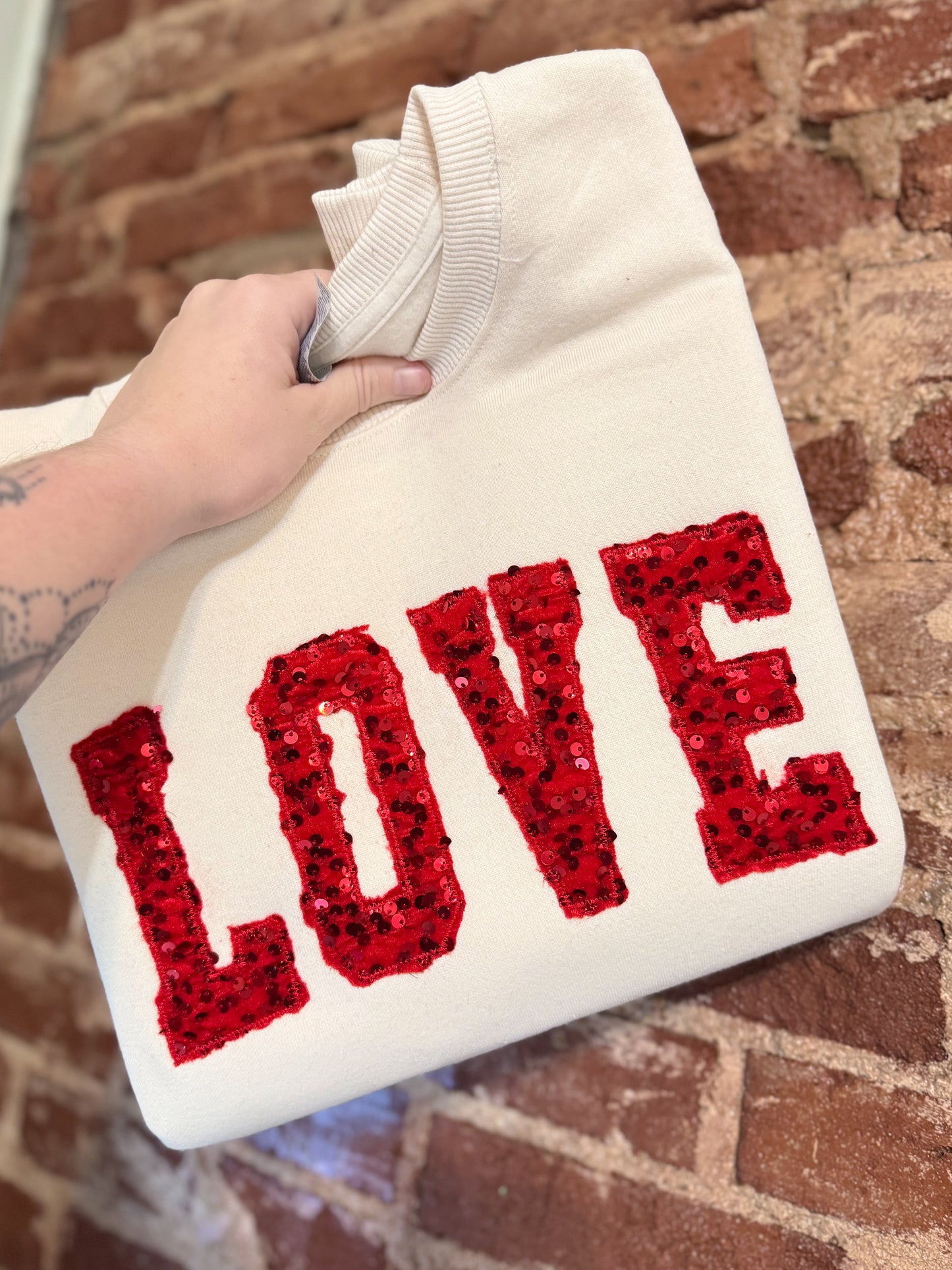 LOVE Sequin Crewneck