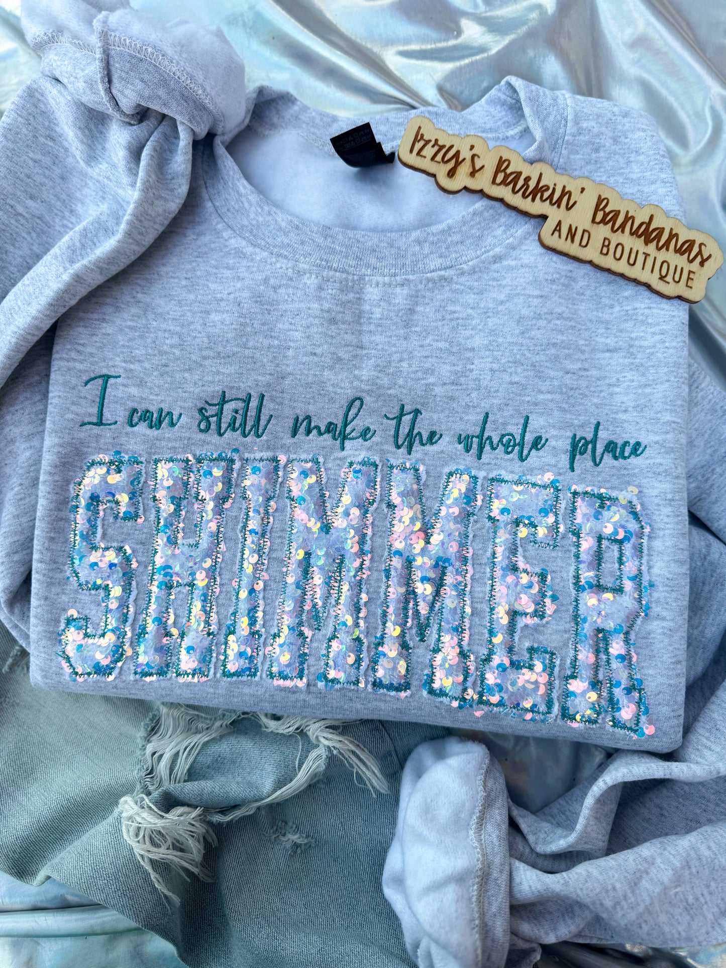 I can still make the whole place SHIMMER Sequin Crewneck