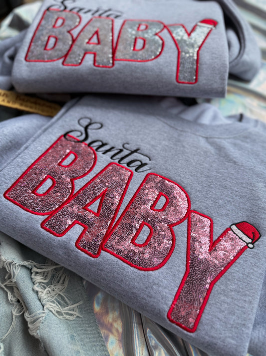 Santa BABY Sequin Crewneck