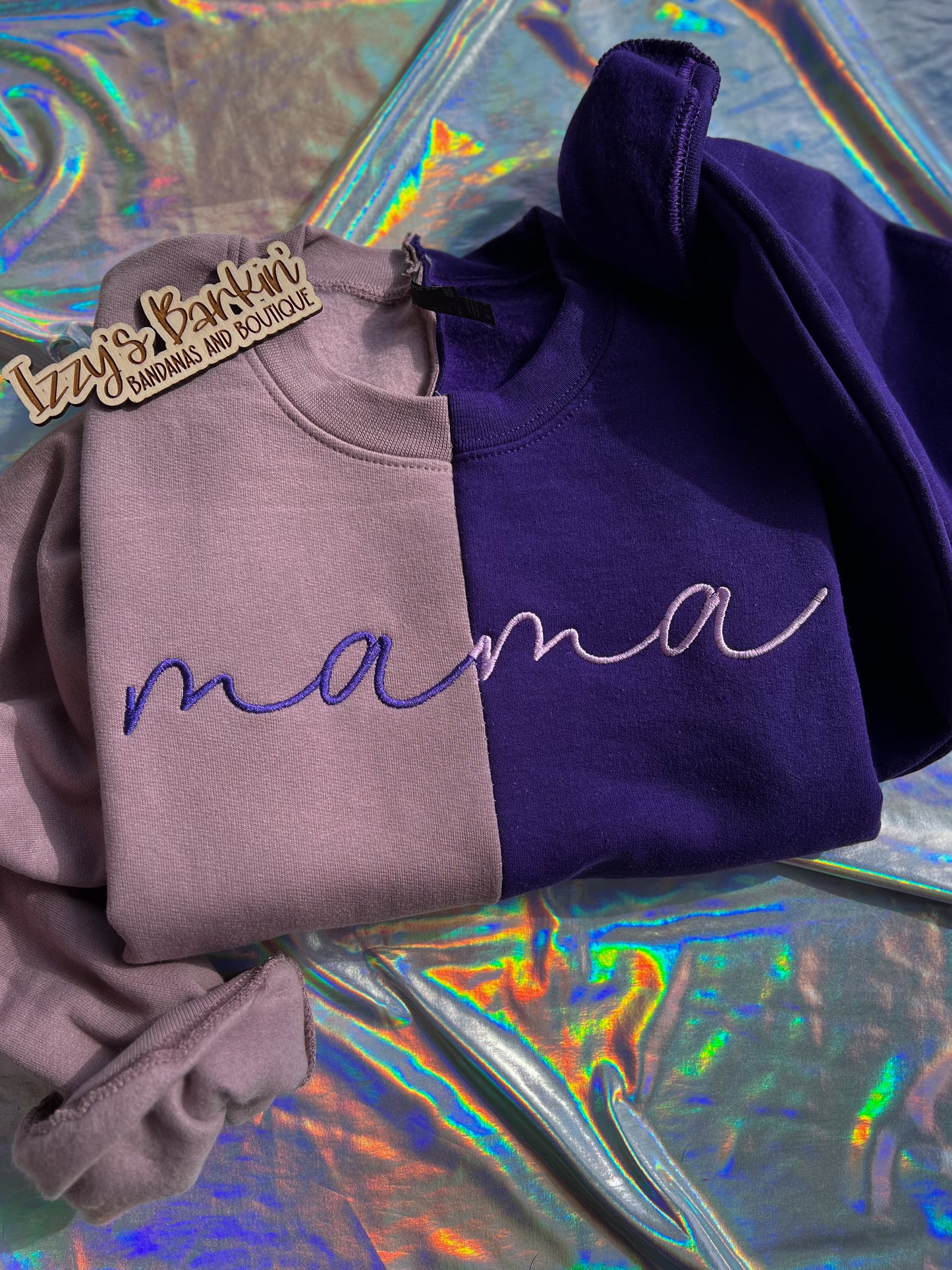 Split Cursive Mama Crewneck