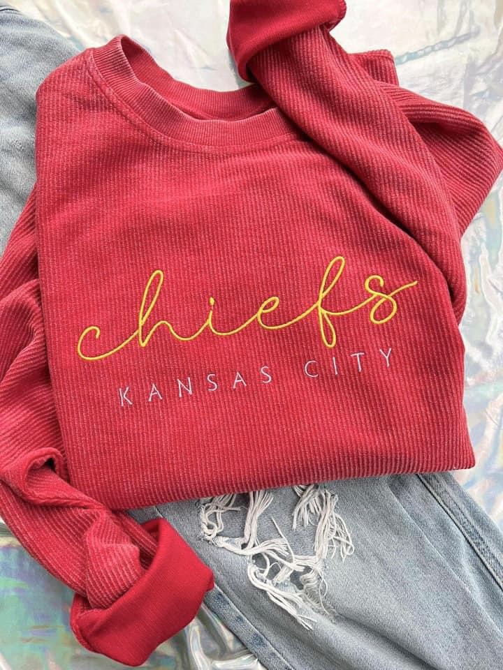 KC Embroidered Corded Crewneck