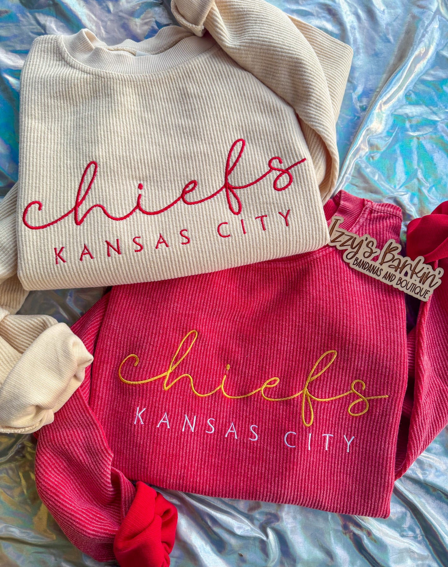 KC Embroidered Corded Crewneck