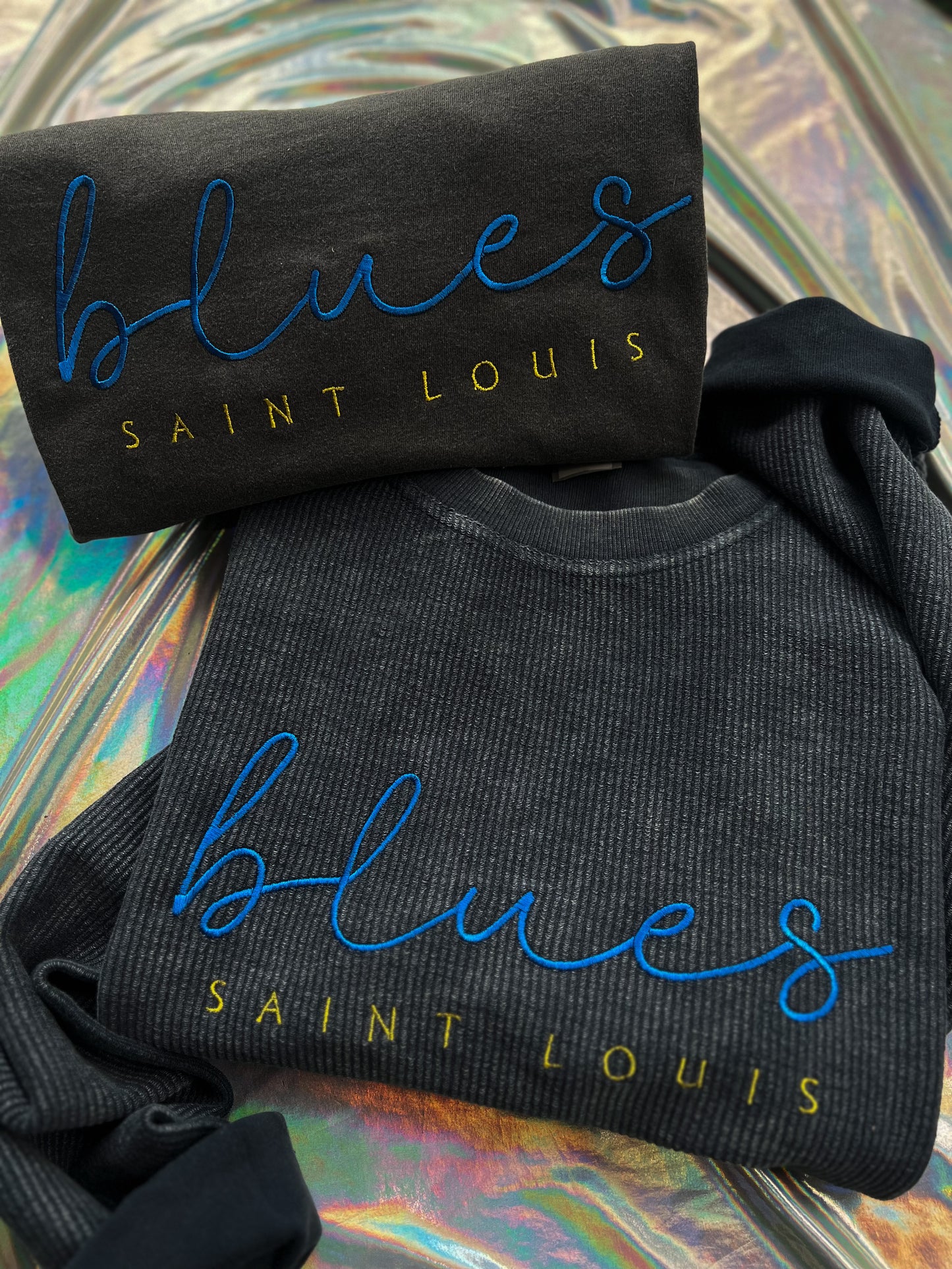 STL hockey Embroidered Corded Crewneck