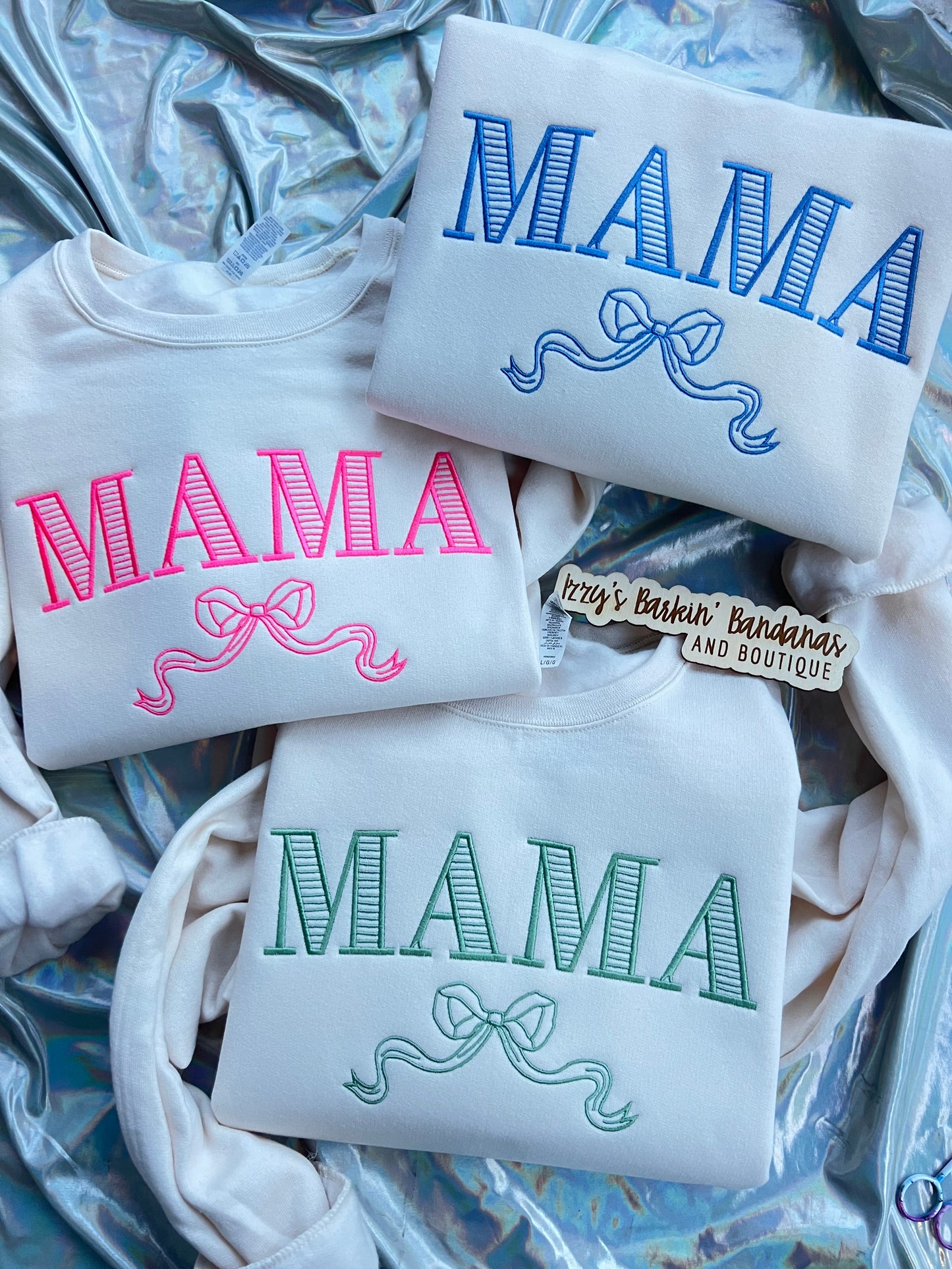 Striped MAMA Bow Crewneck