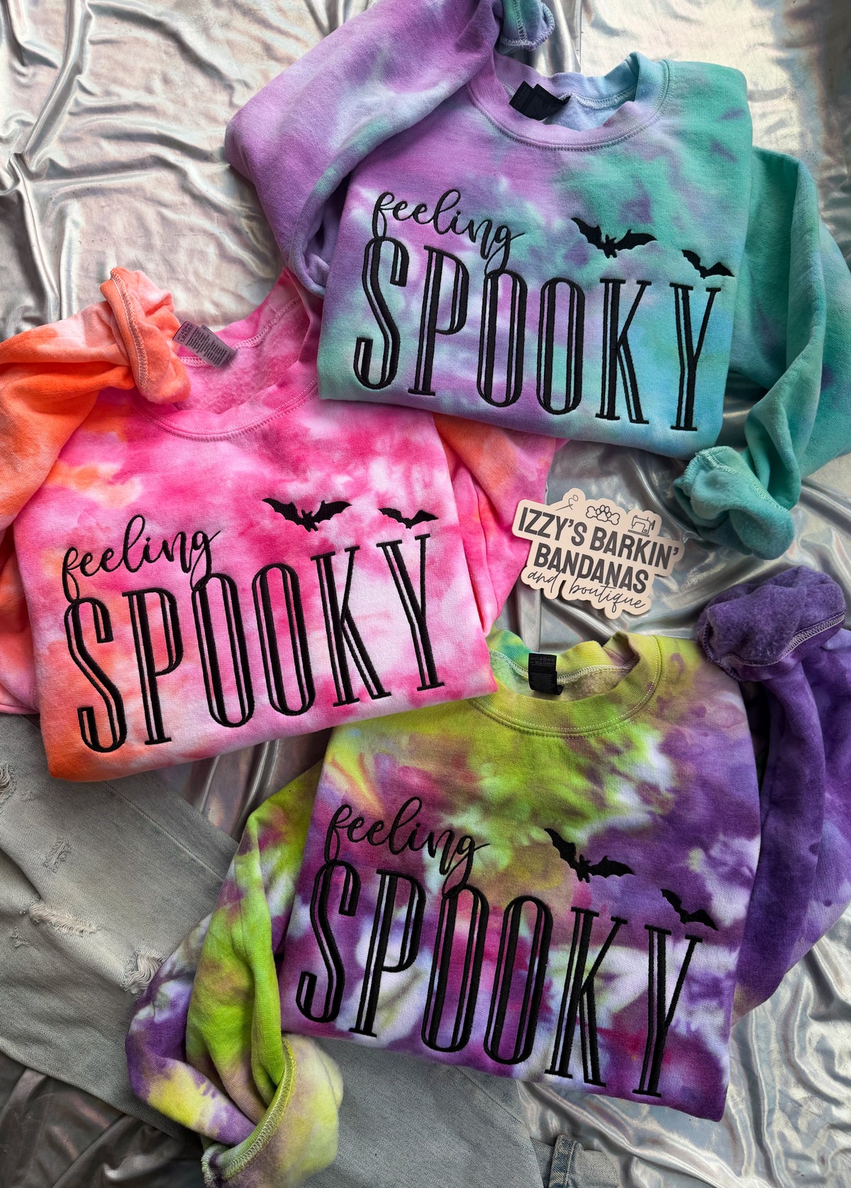 Dark Purple/Mixed Green Feeling SPOOKY Tie Dye Crewneck (Copy)