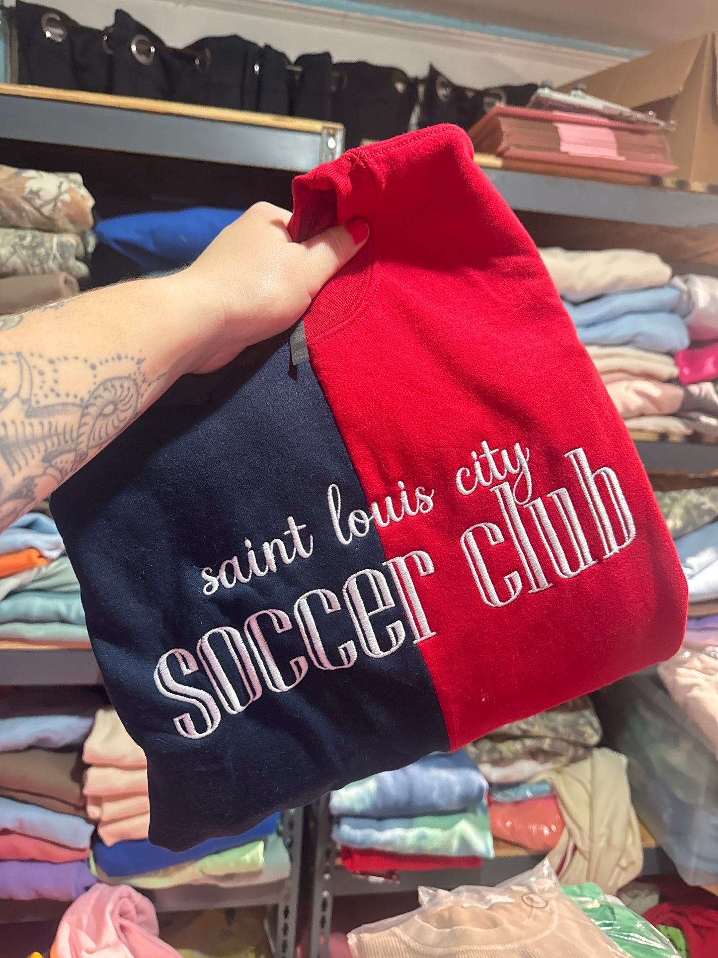 Split STL Soccer Crewneck