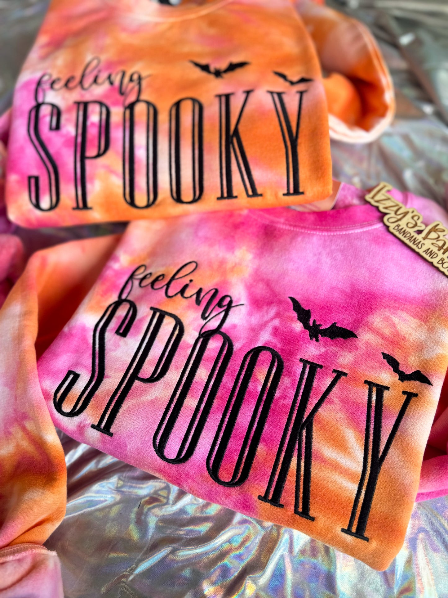 Pink/Orange Feeling SPOOKY Tie Dye Crewneck