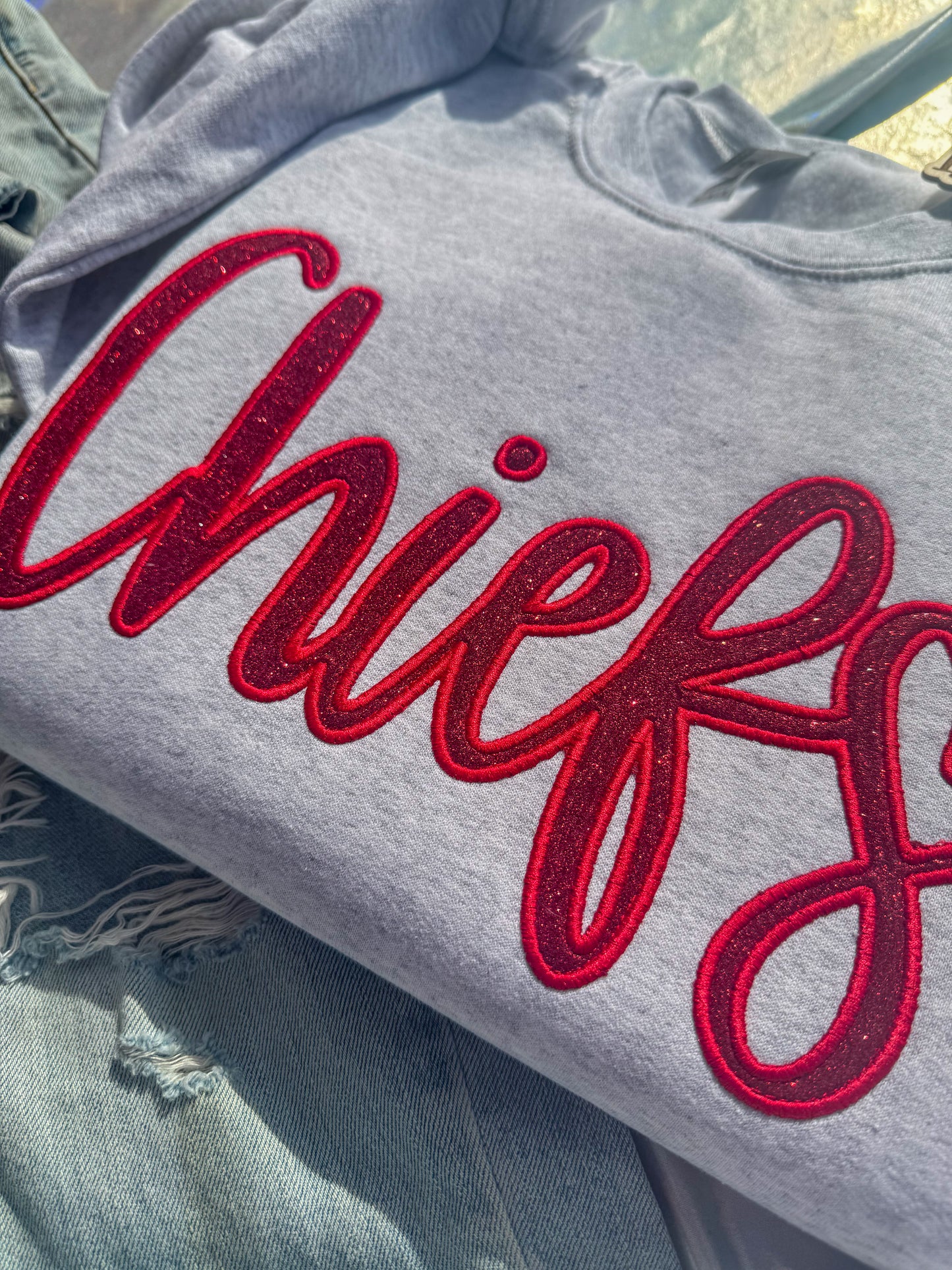 Glitter Cursive KC Crewneck
