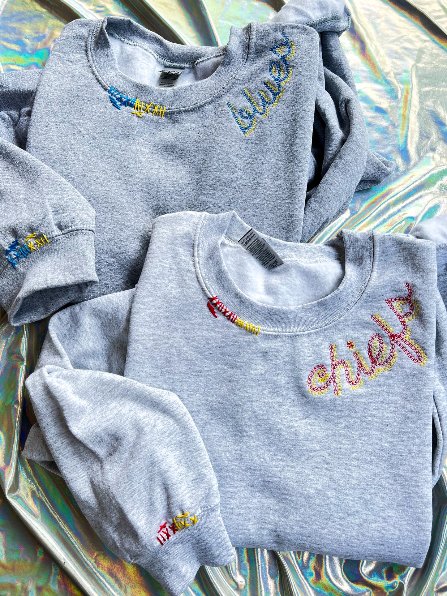 Sports Collar Embroidered Crewneck