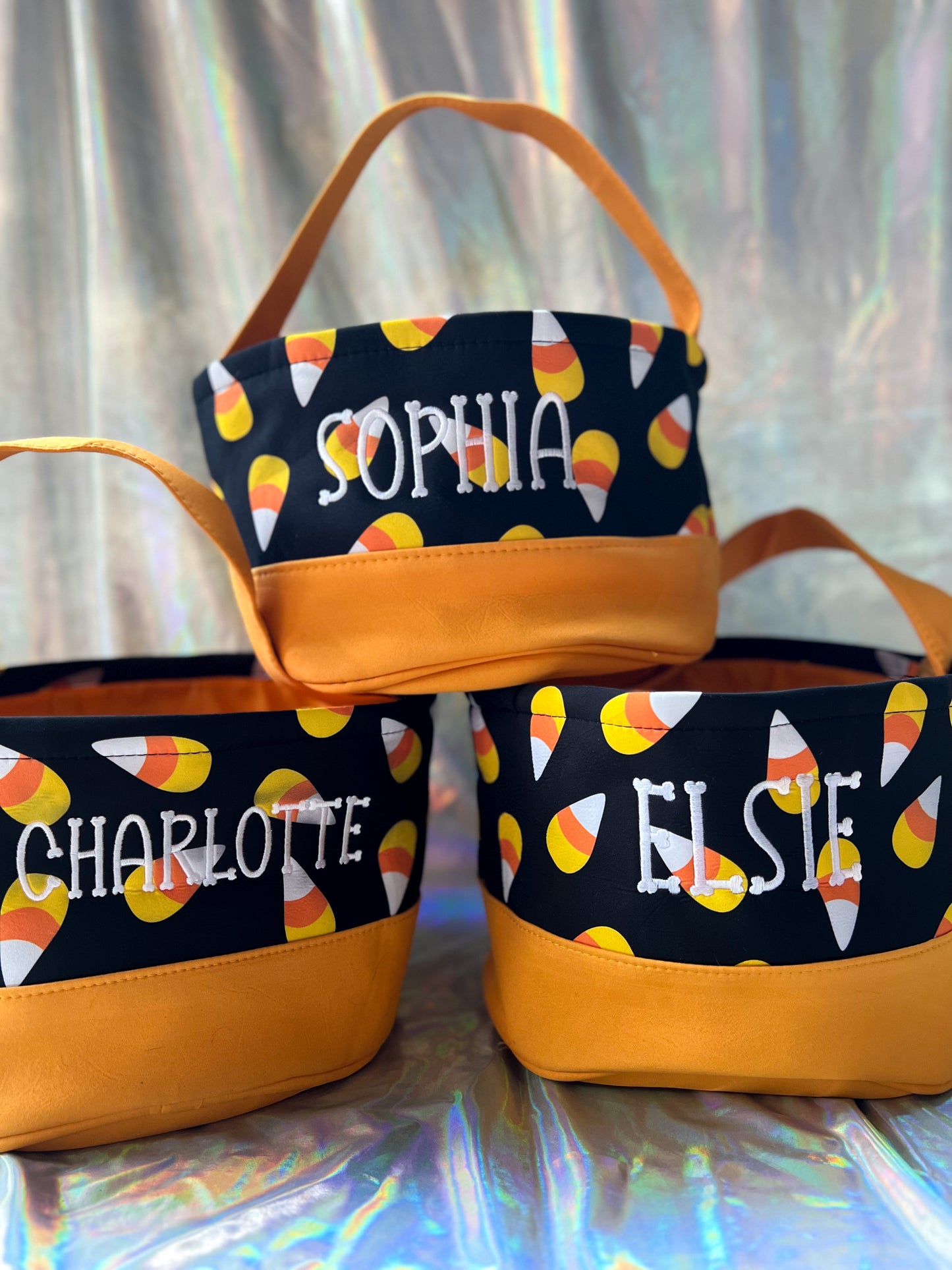 Embroidered Candy Corn Treat Bag