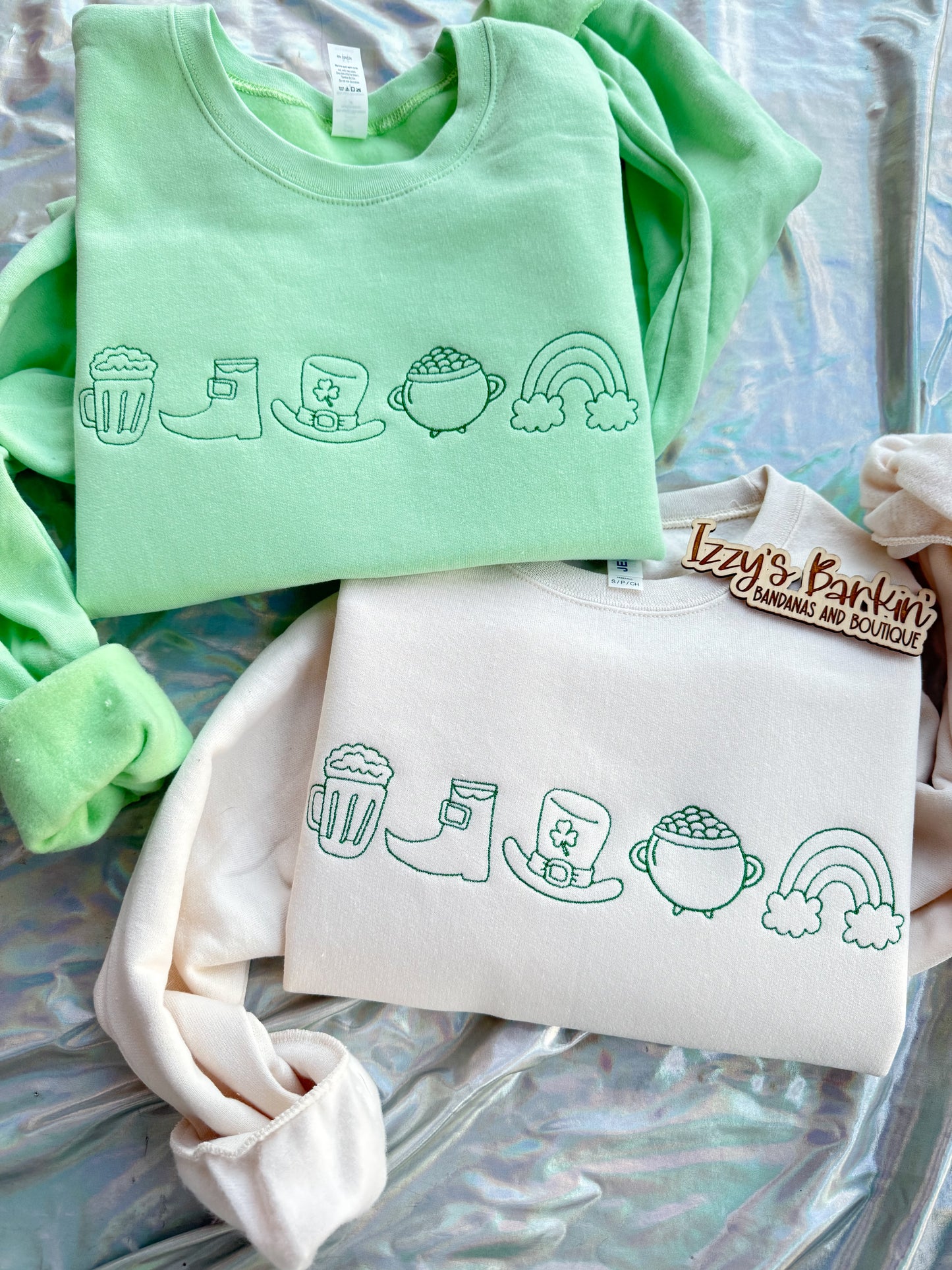 St. Patricks Day Sketch Icons Crewneck