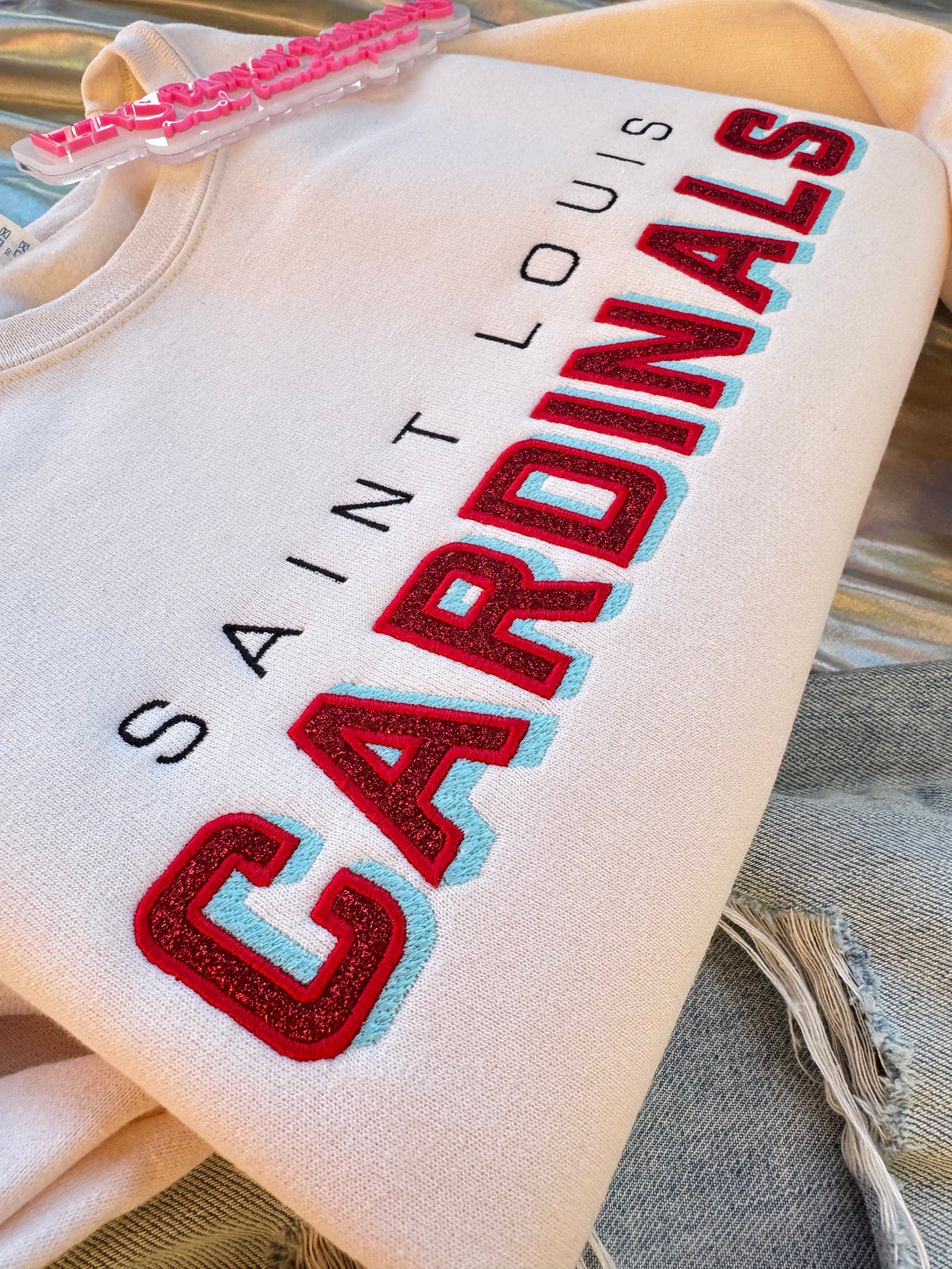 Shadow Saint Louis Glitter Baseball Crewneck