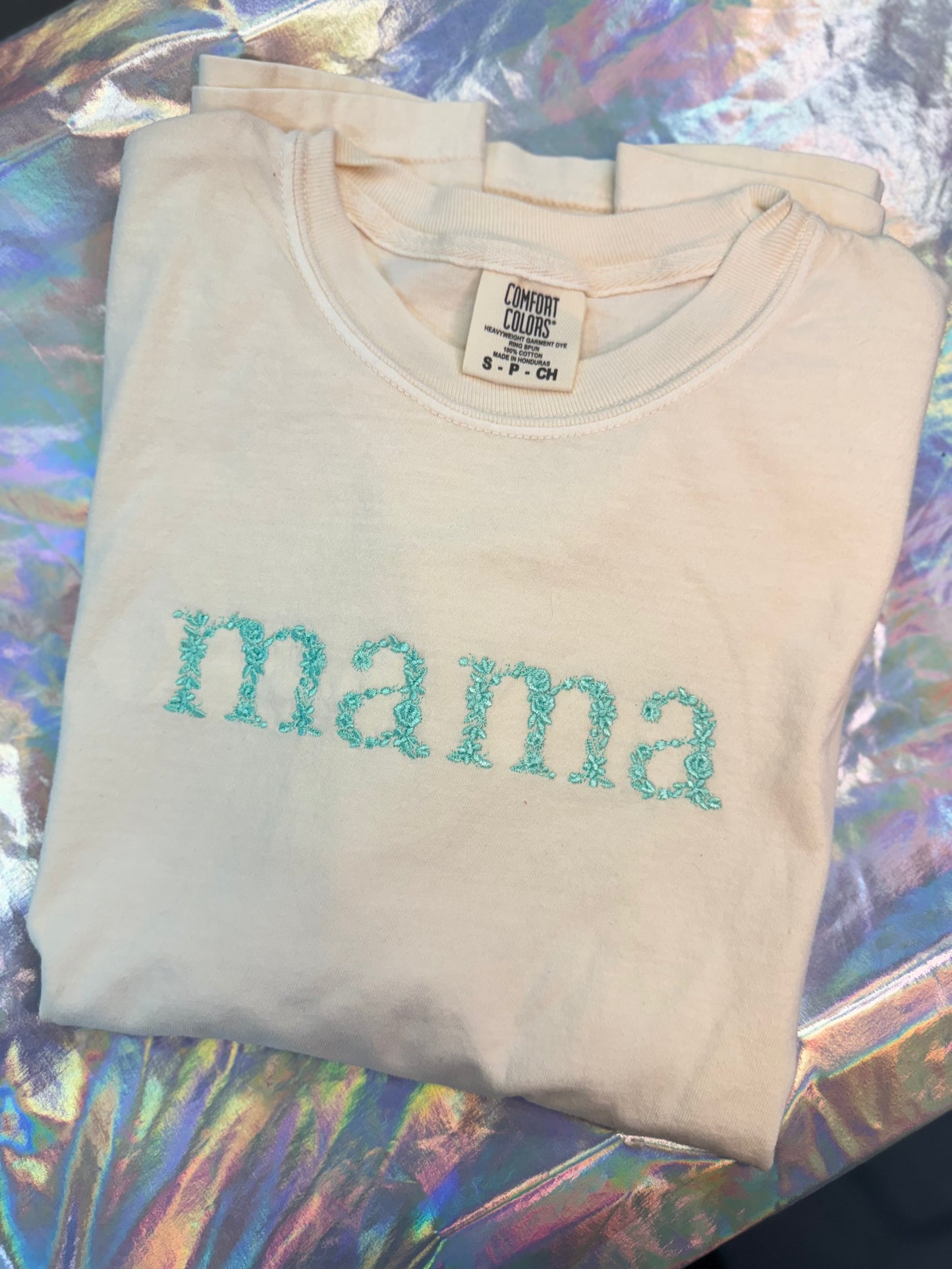 Mama Floral Embroidered Tee