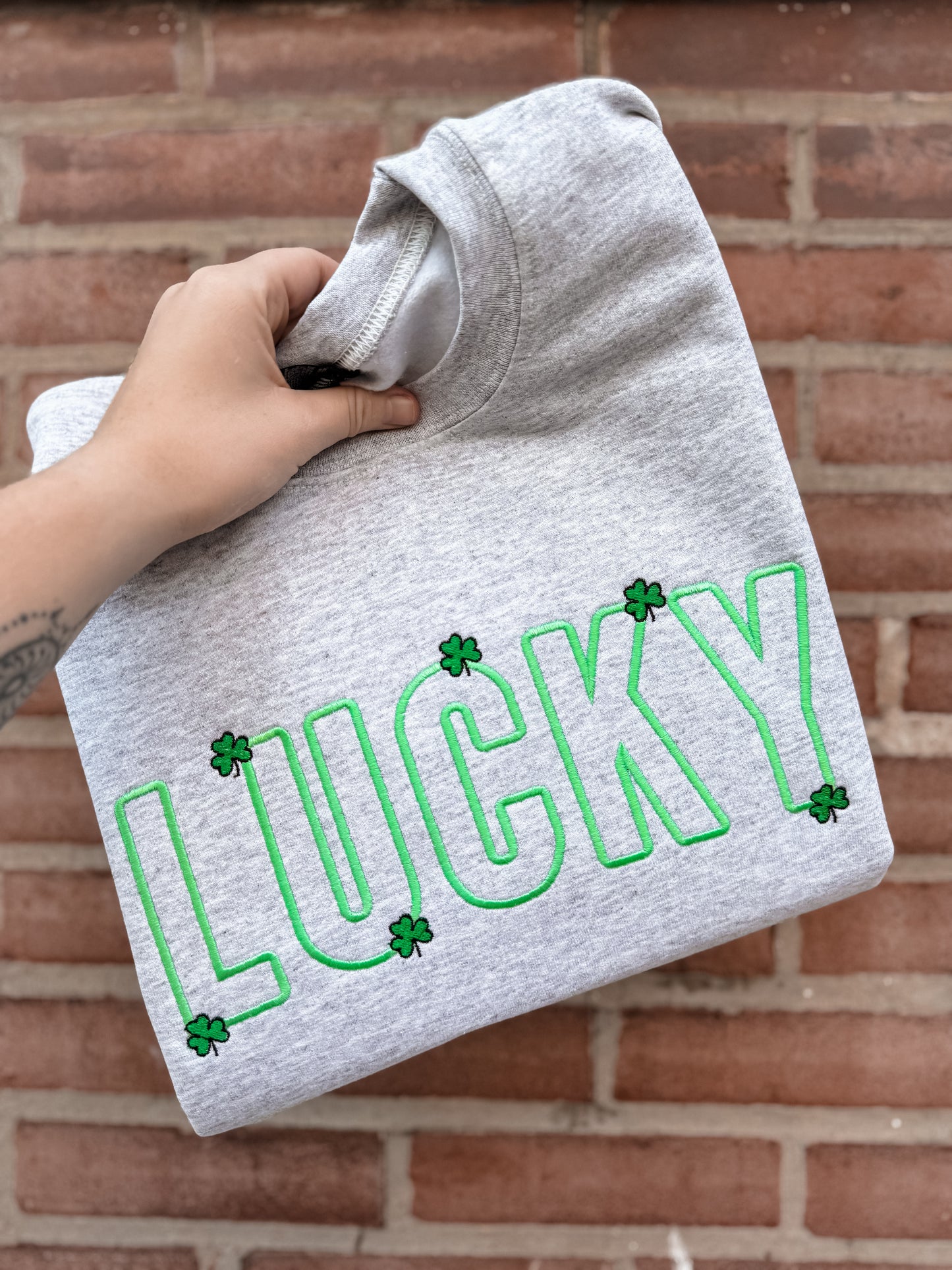 LUCKY with mini shamrocks Crewneck