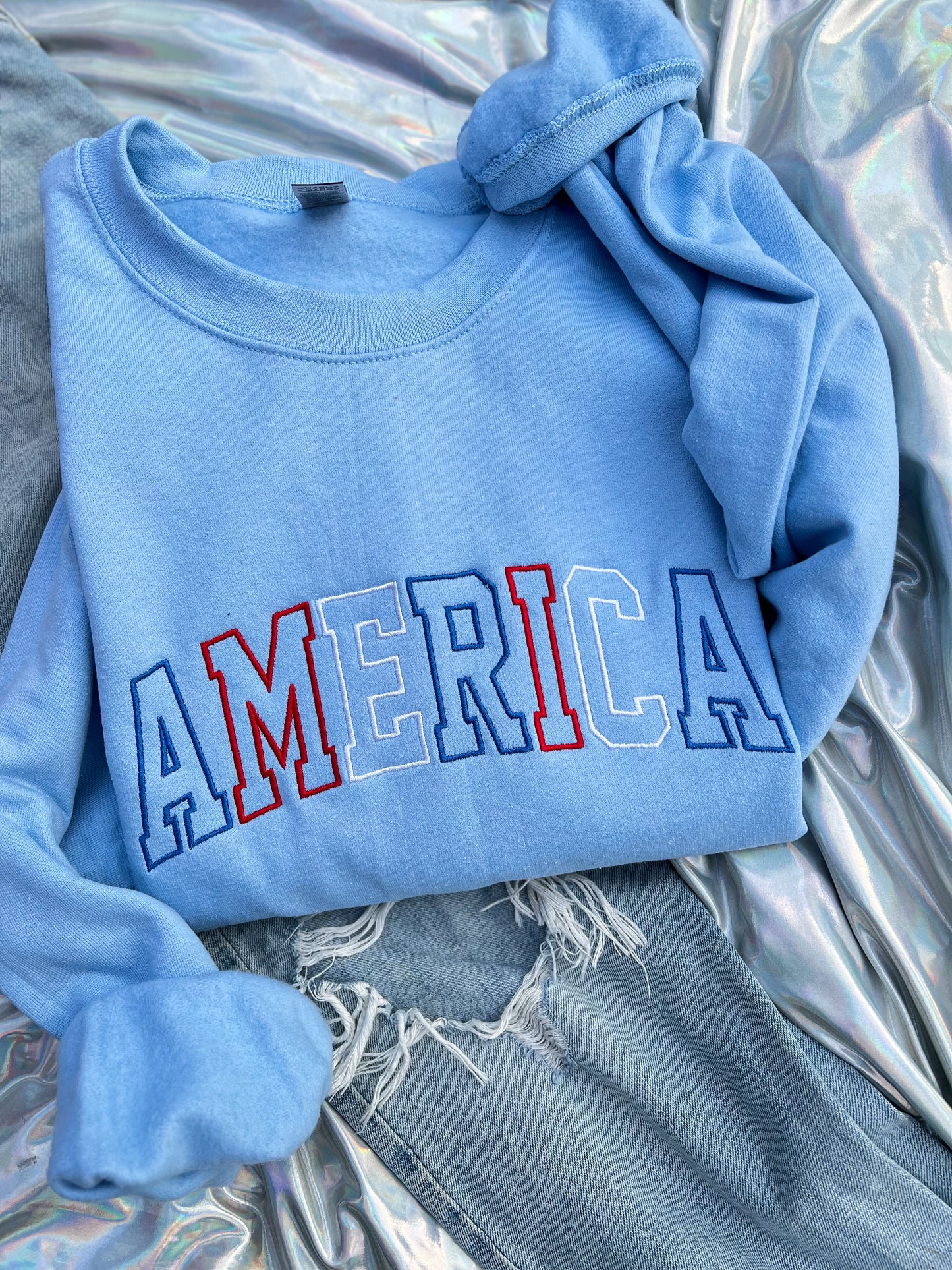 AMERICA Embroidered Tee/Crewneck