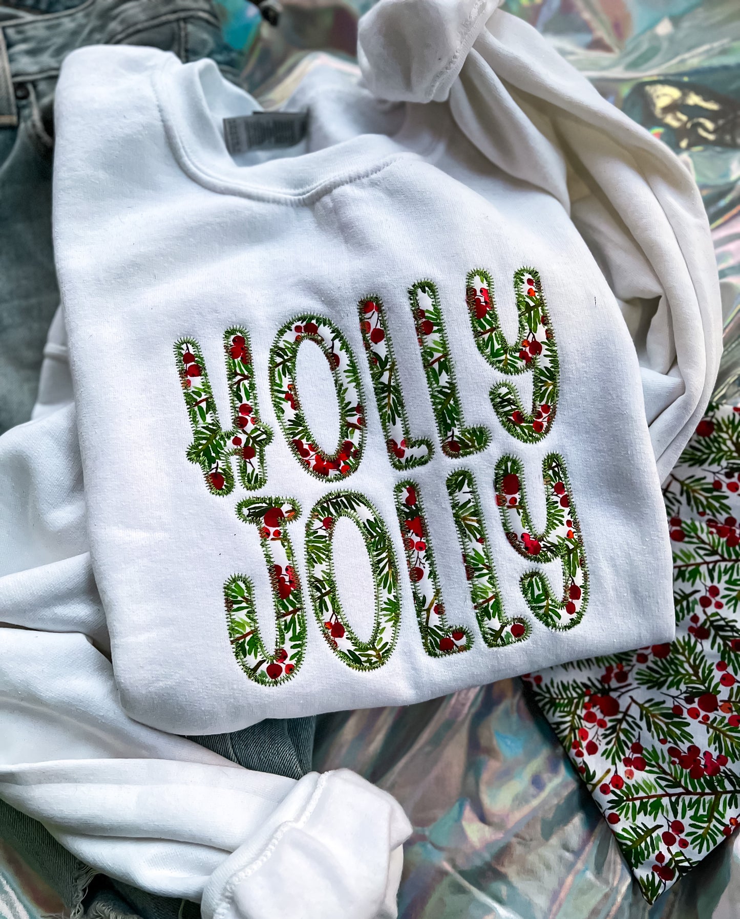 Holly Jolly Embroidered Sweatshirt