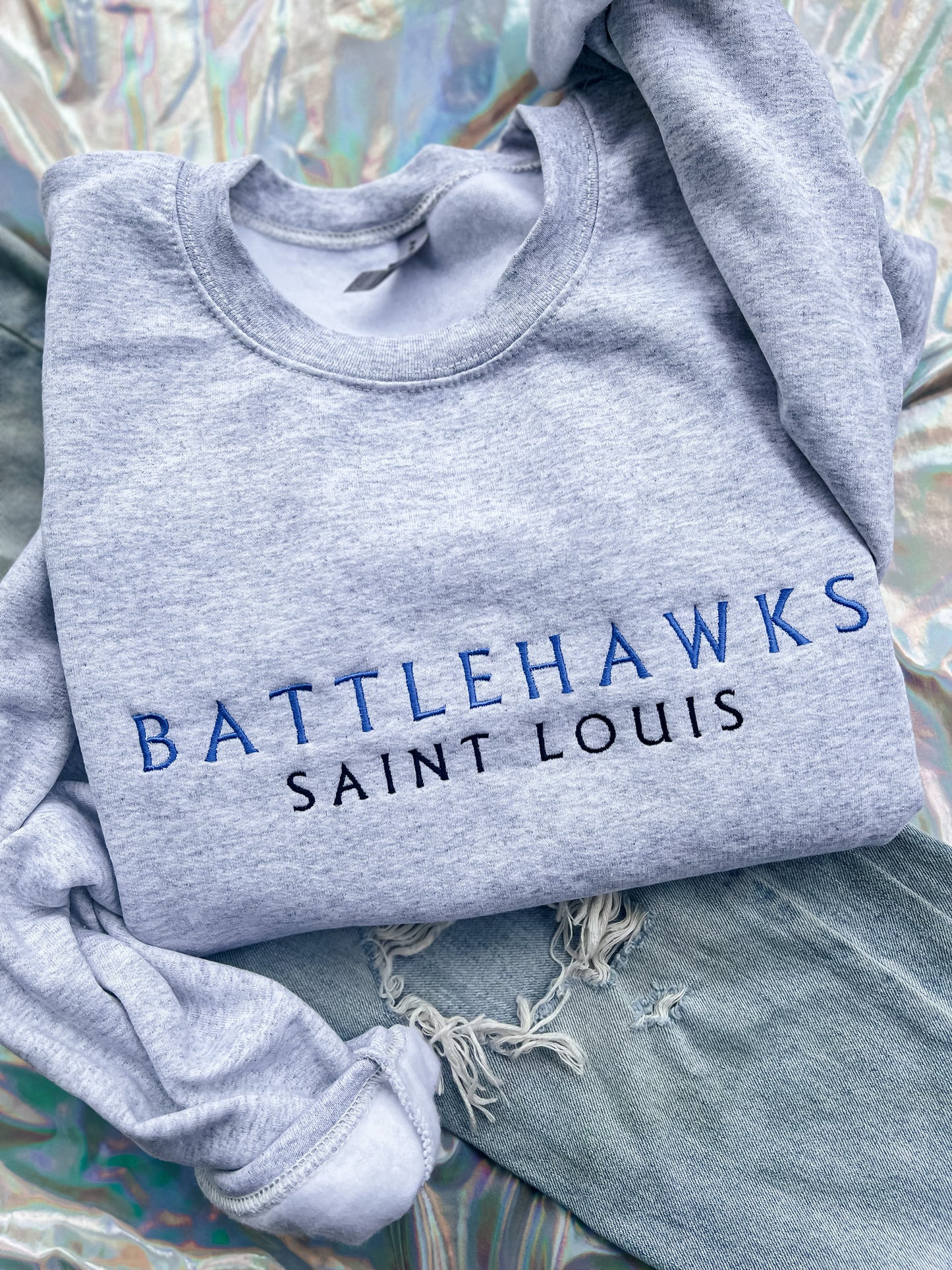Embroidered STL Football Crewneck