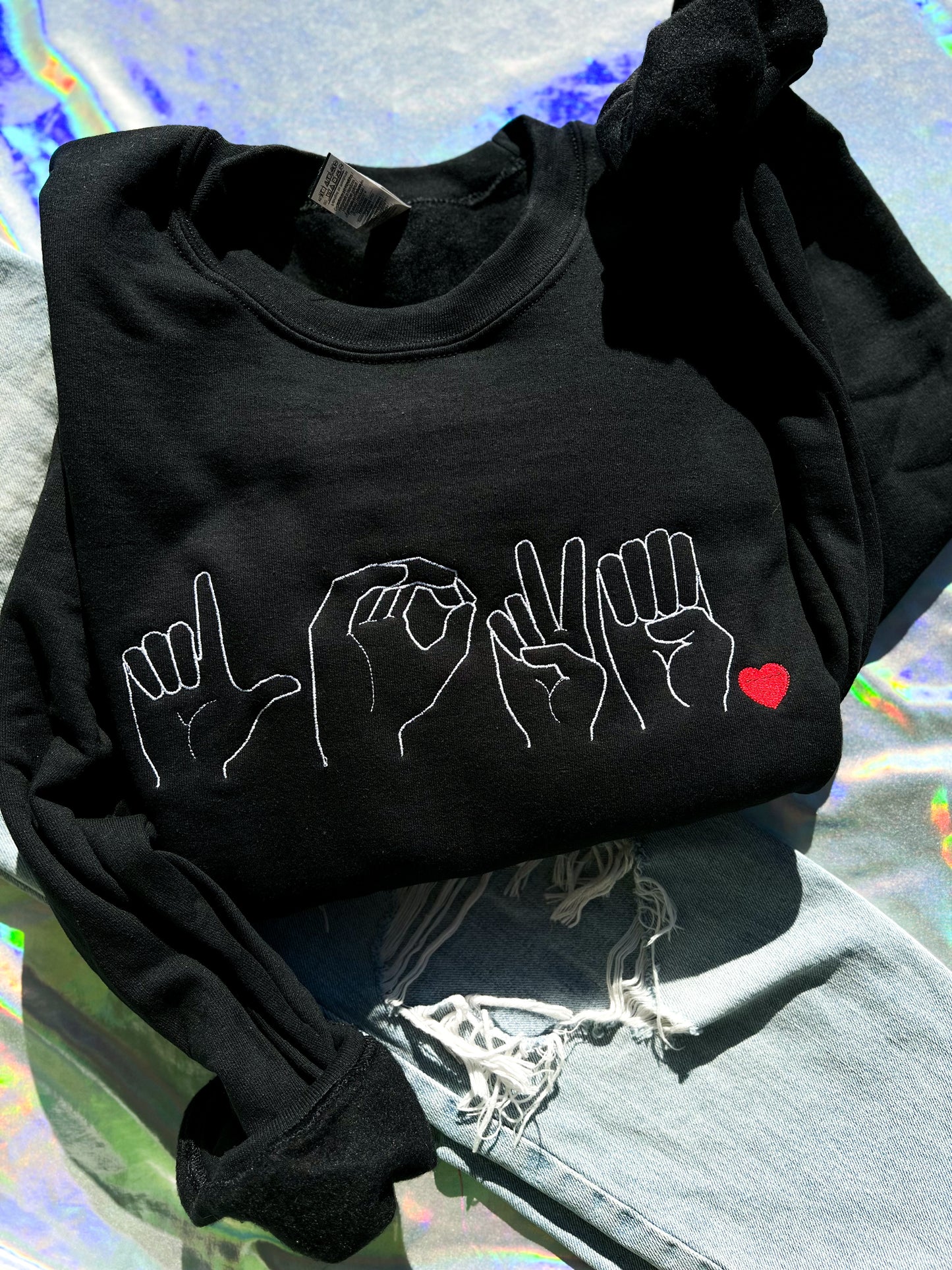 LOVE Sign Language Embroidered Sweatshirt