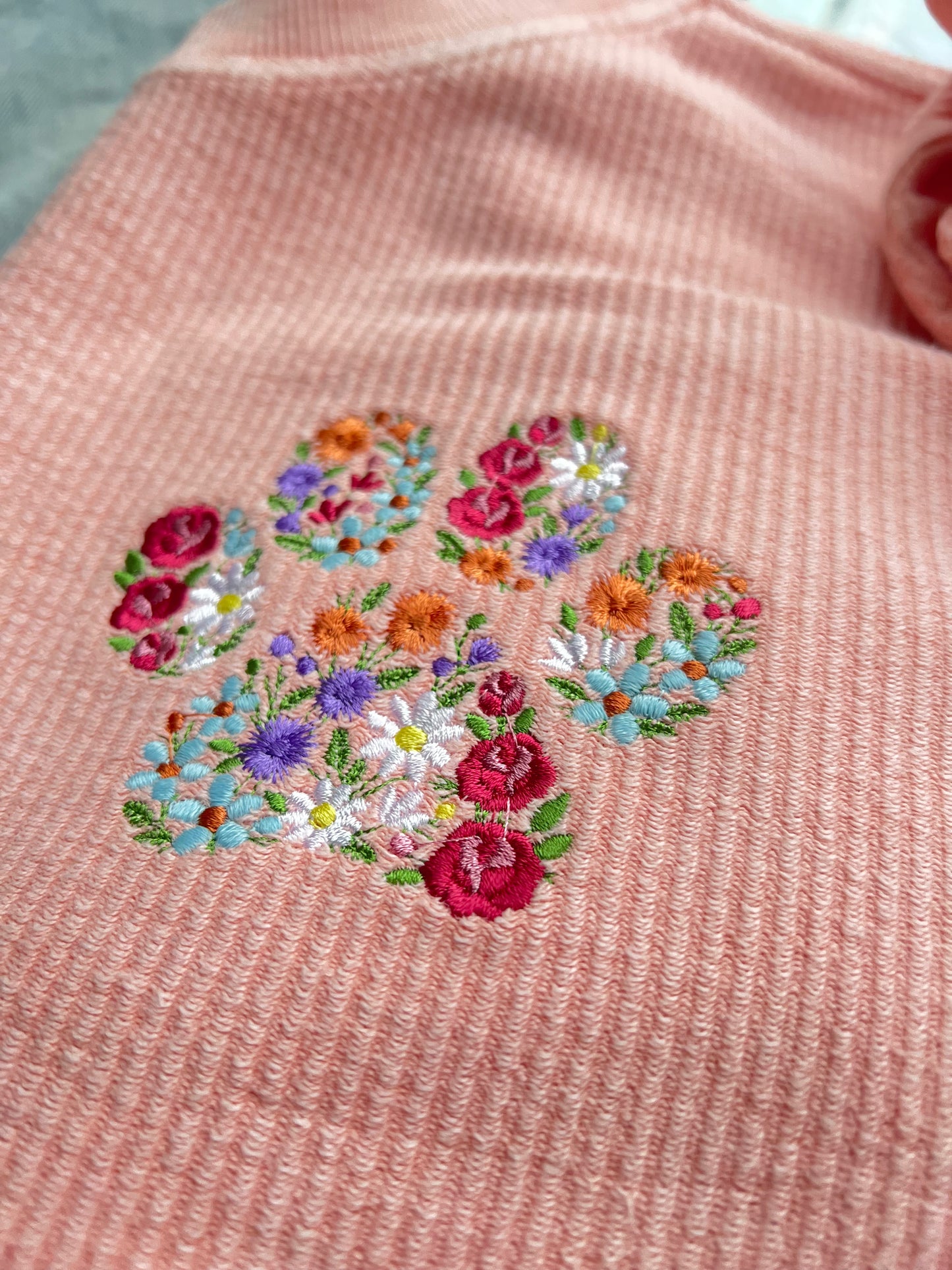 Floral Paw Print Corded Crewneck