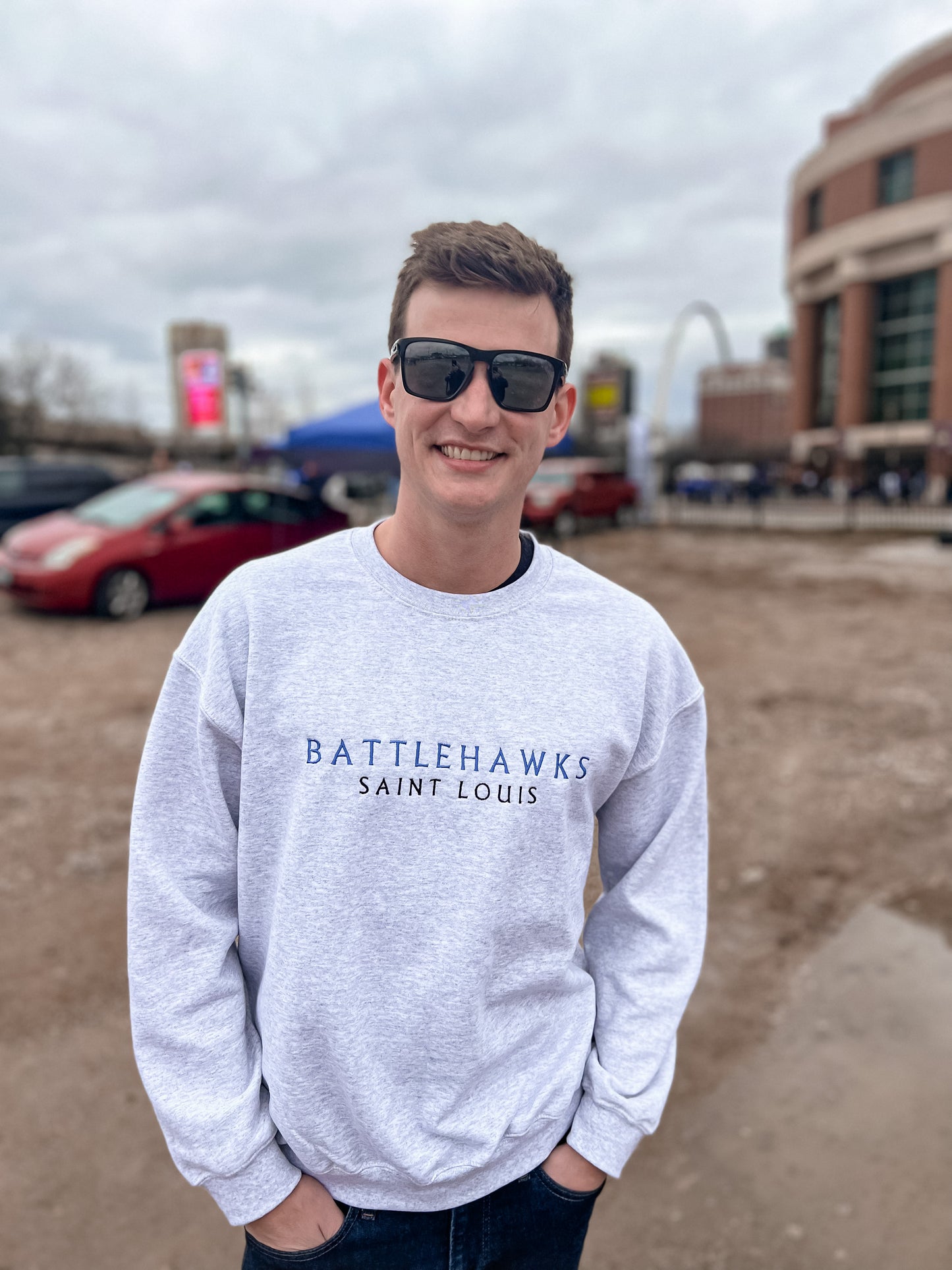 Embroidered STL Football Crewneck