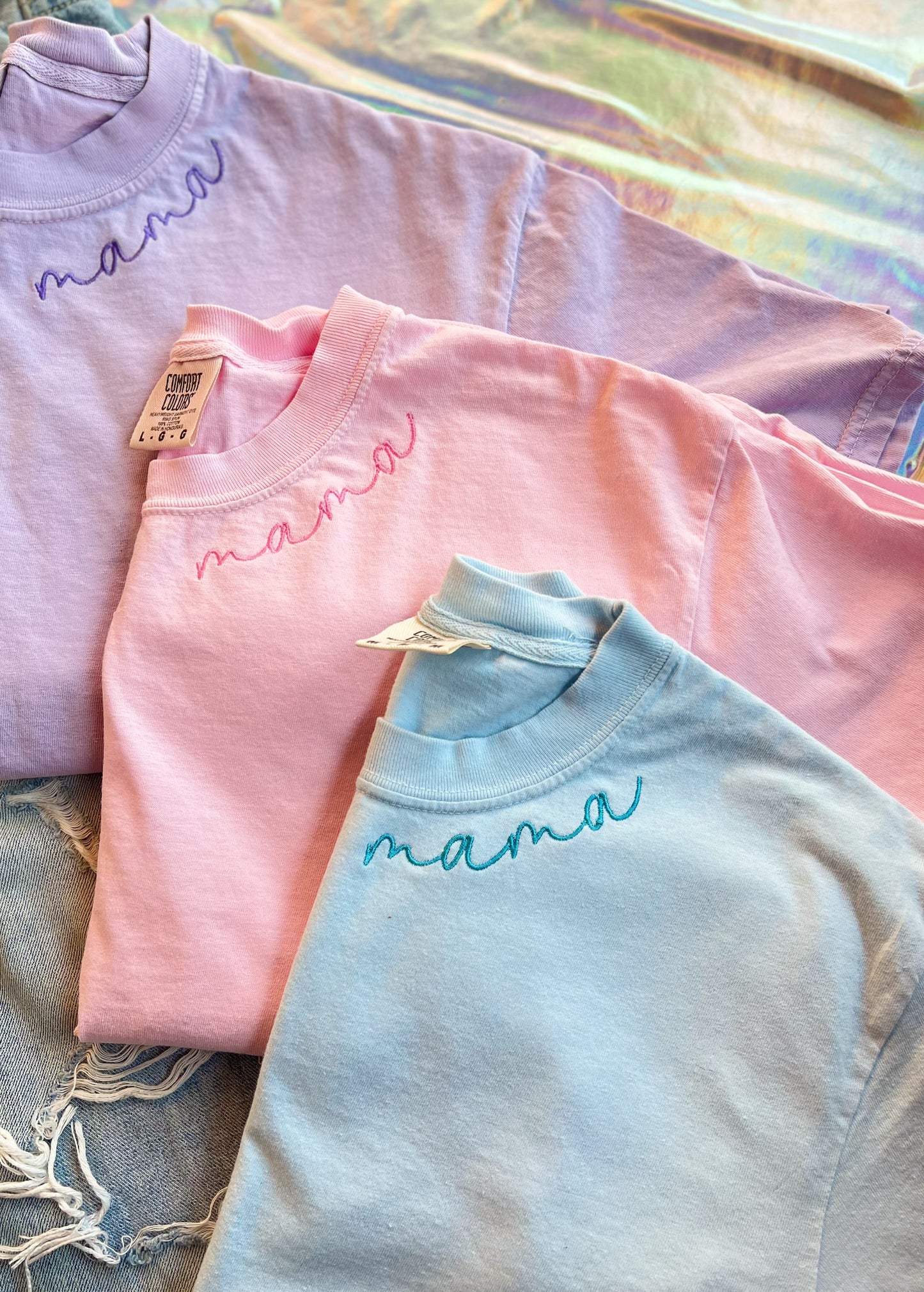 Mama Embroidered Collar Tshirt