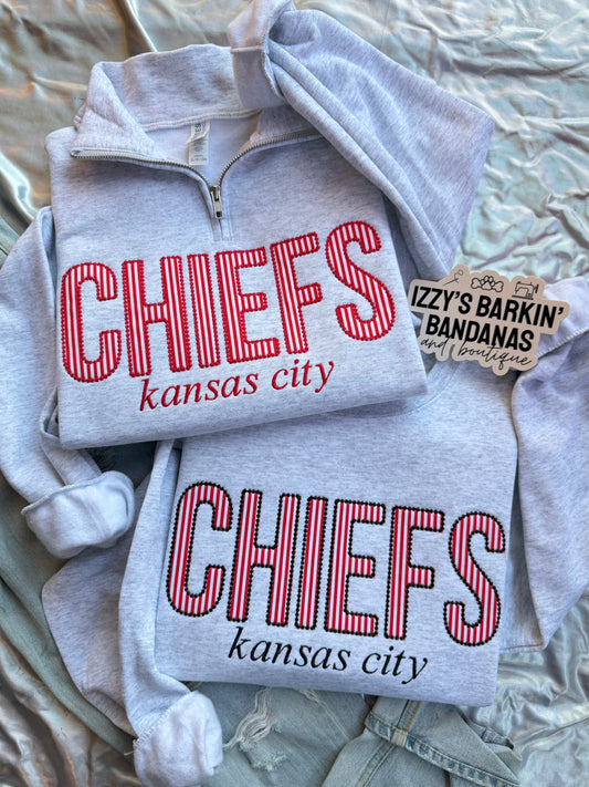Striped KC Crewneck/Quarter Zip