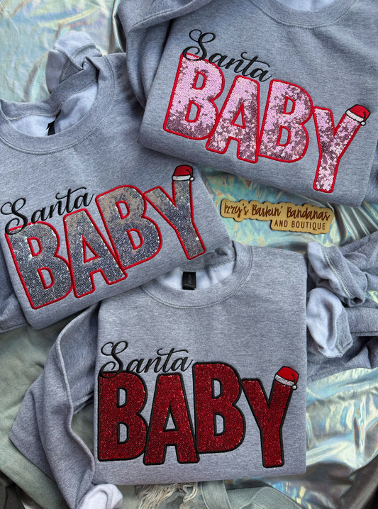 Santa BABY Sequin Crewneck