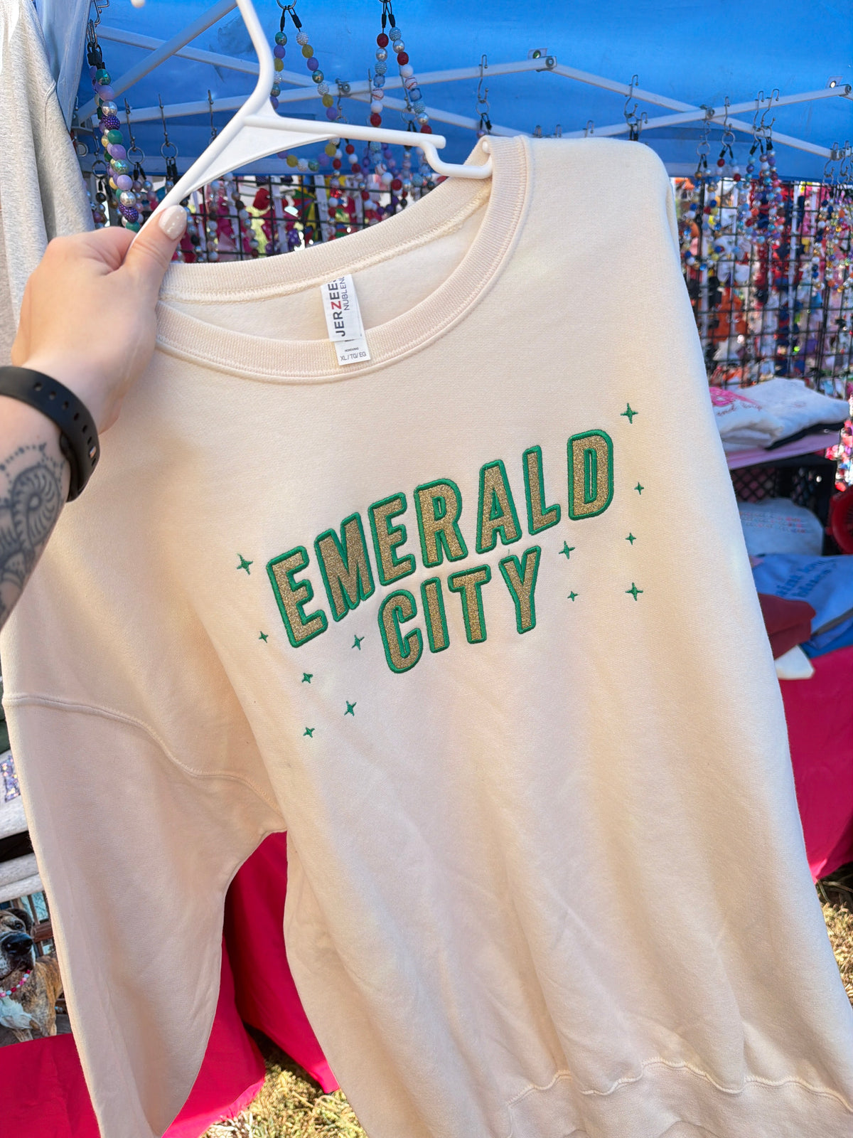 Emerald city glitter crewneck