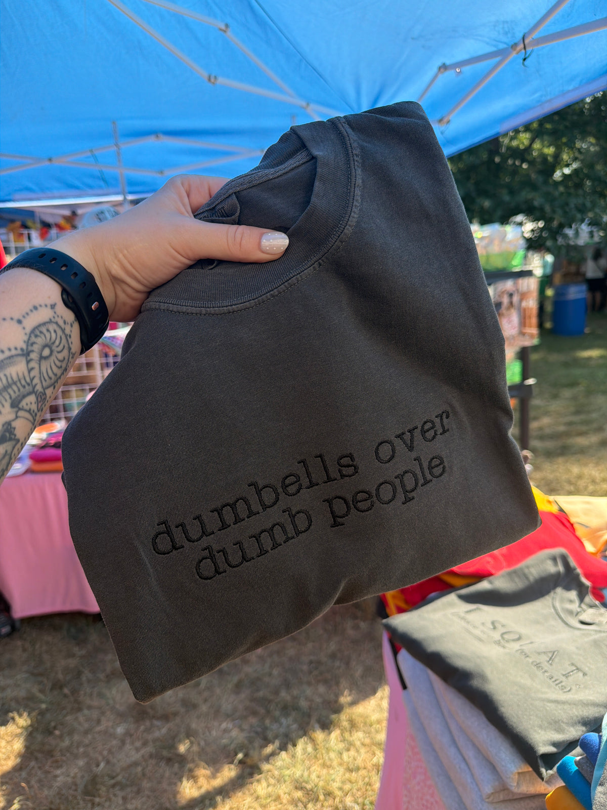 Dumbbells over dumb people tee