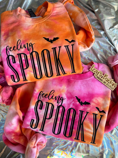 Pink/Orange Feeling SPOOKY Tie Dye Crewneck