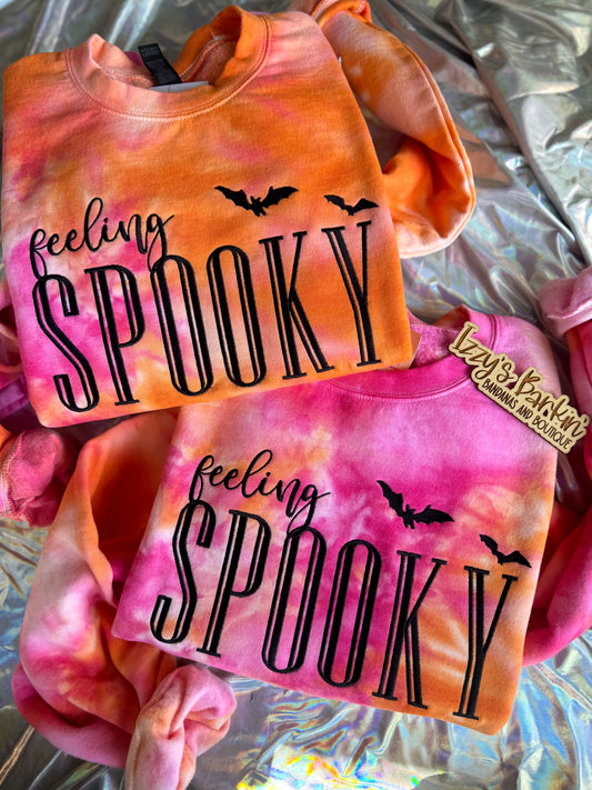 Pink/Orange Feeling SPOOKY Tie Dye Crewneck