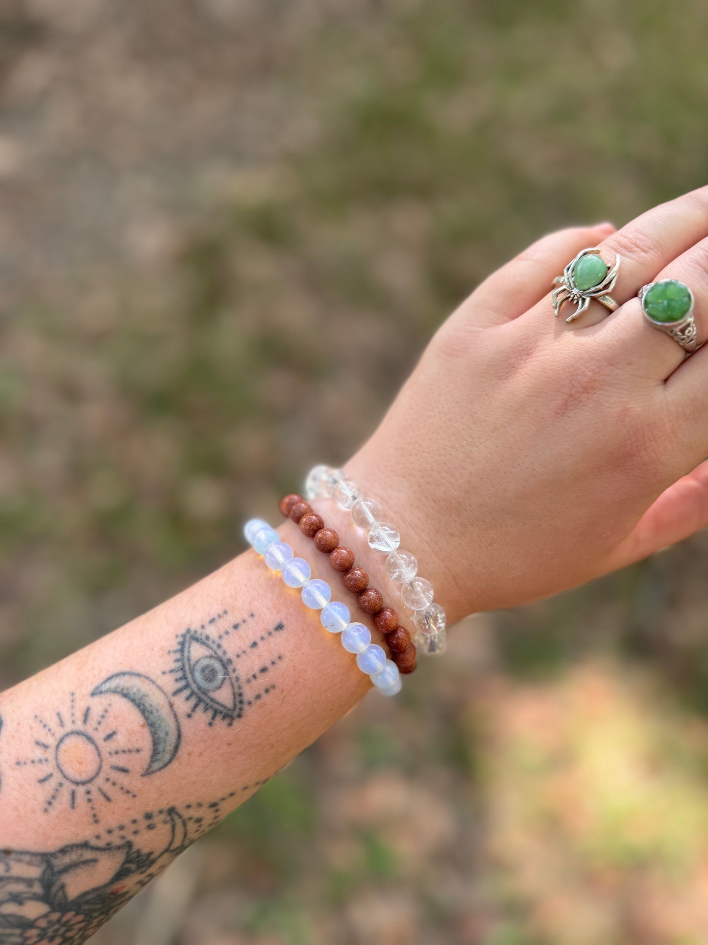 Showg*rl Opalite Bracelet Stack — Opalite, Ghost Quartz and Gold Sandstone