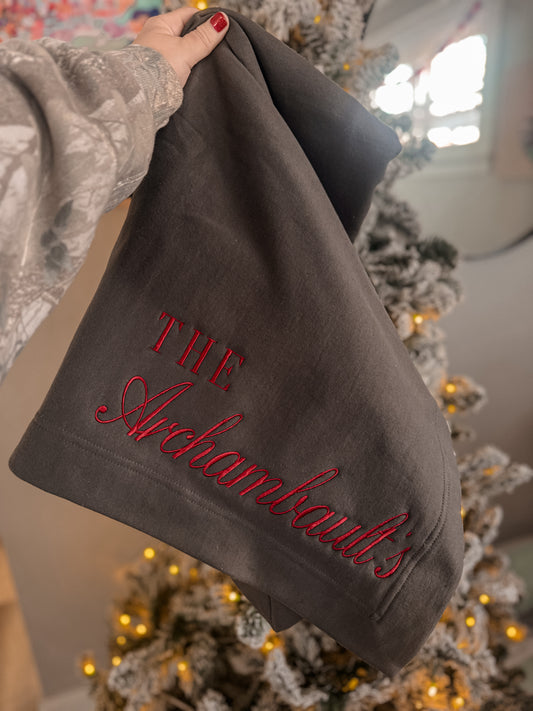 Embroidered Family Name Blanket