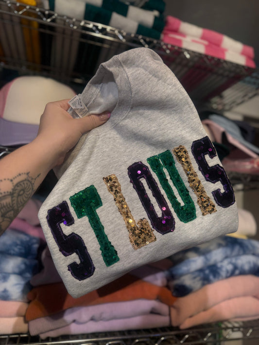 ST LOUIS Mardi Gras sequin Crewneck