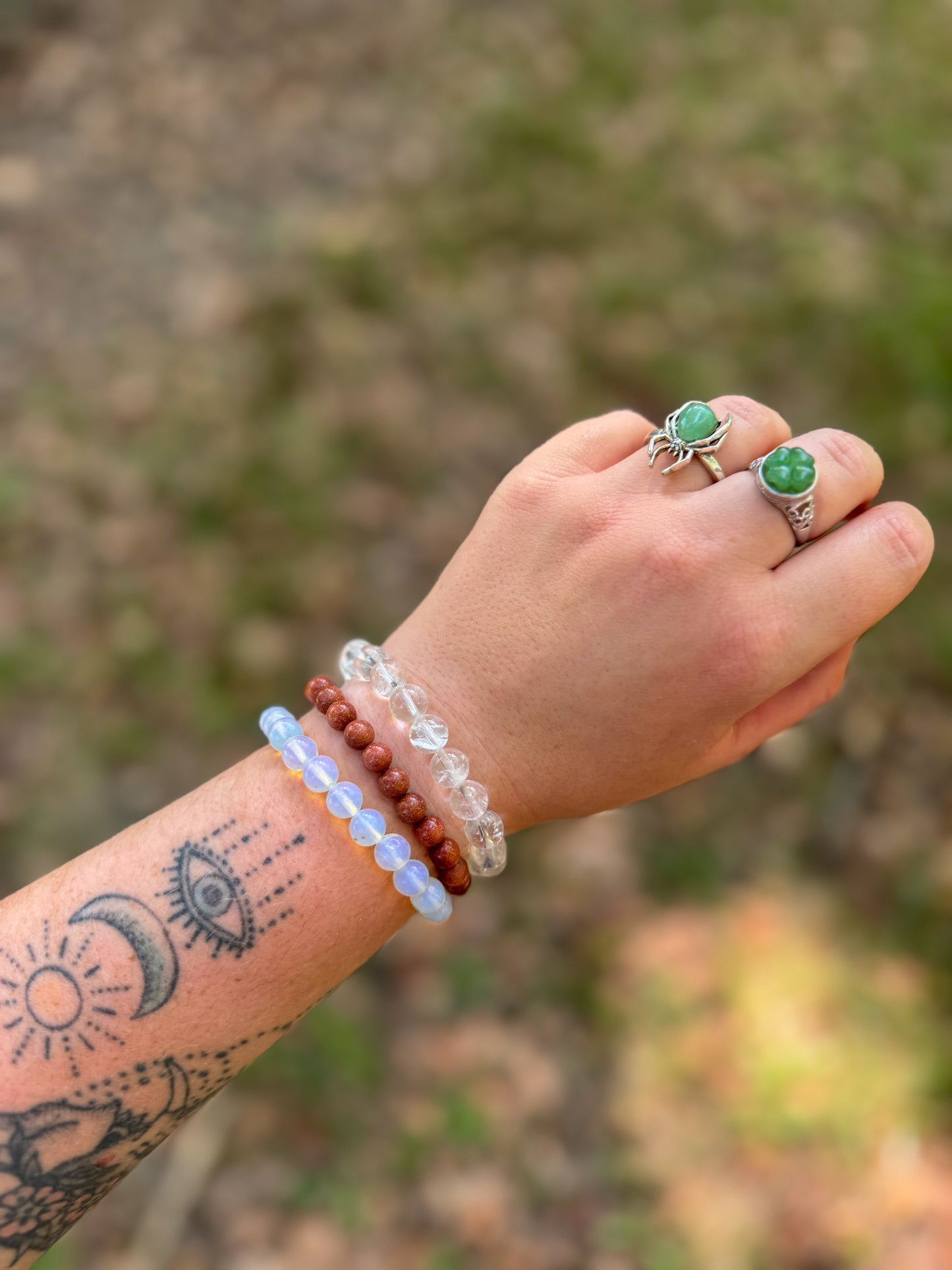 Showg*rl Opalite Bracelet Stack — Opalite, Ghost Quartz and Gold Sandstone
