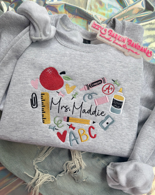 Teacher Icons Heart Crewneck