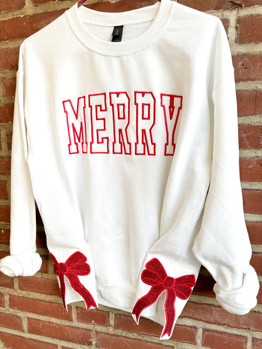 Merry BOWS Glitter Crewneck