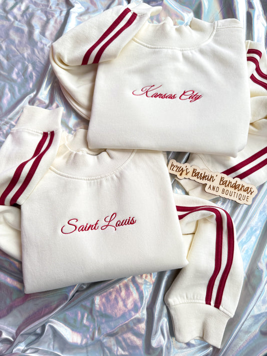 Vintage Style city Embroidered Crewneck