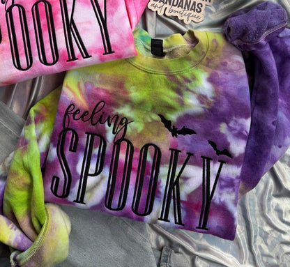 Dark Purple/Mixed Green Feeling SPOOKY Tie Dye Crewneck (Copy)
