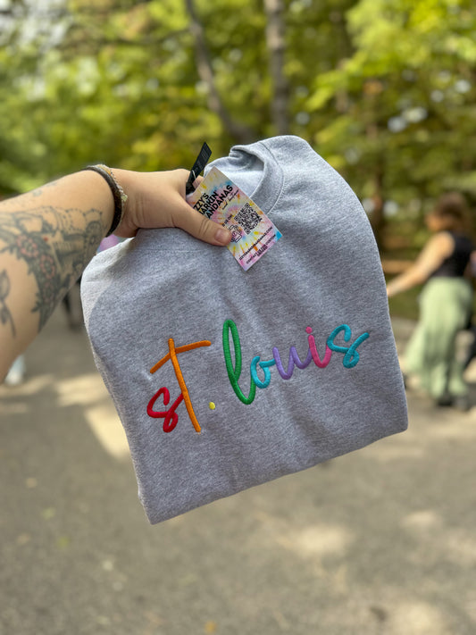 Cursive Rainbow St. Louis Crewneck