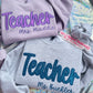 Cursive Teacher Glitter with Name Crewneck