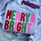 Merry & Bright Glitter Embroidered Crewneck