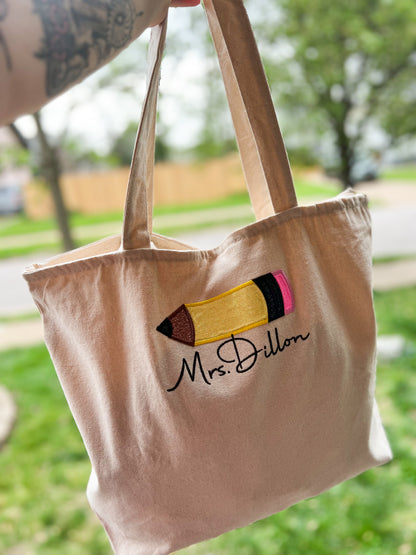 Teacher Pencil Tote Bag
