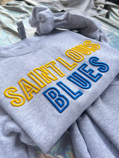 3D Puff Embroidered Saint Louis Crewneck STL hockey