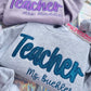Cursive Teacher Glitter with Name Crewneck