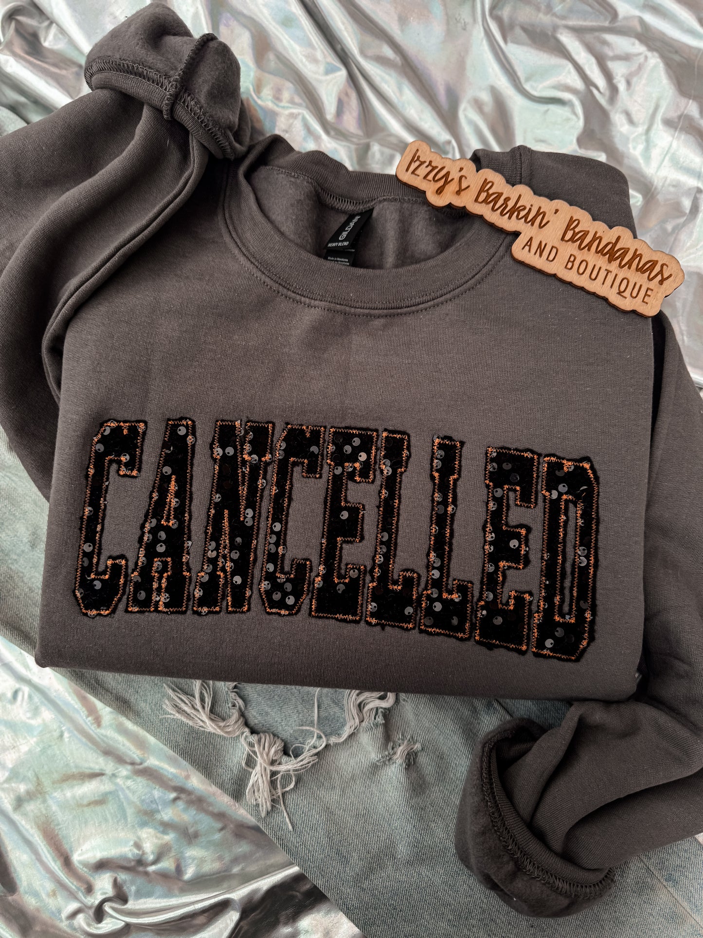 CUSTOM WORD Sequin Crewneck