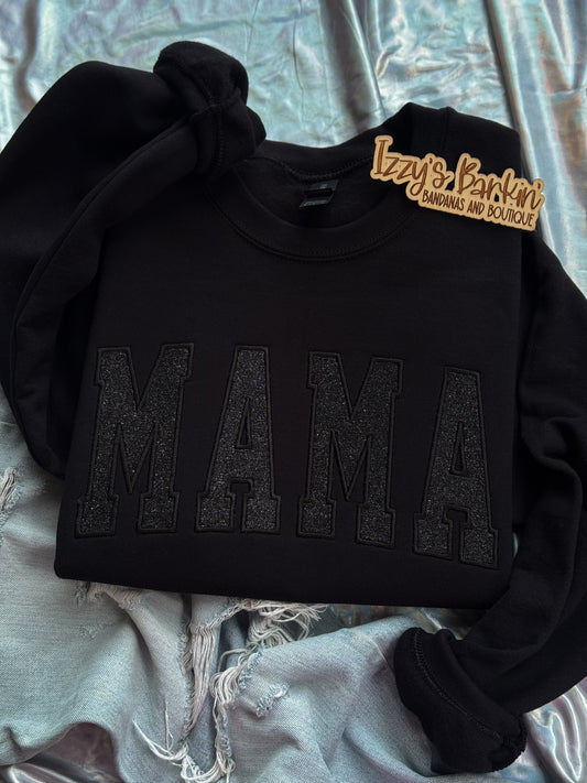Black Glitter MAMA Crewneck
