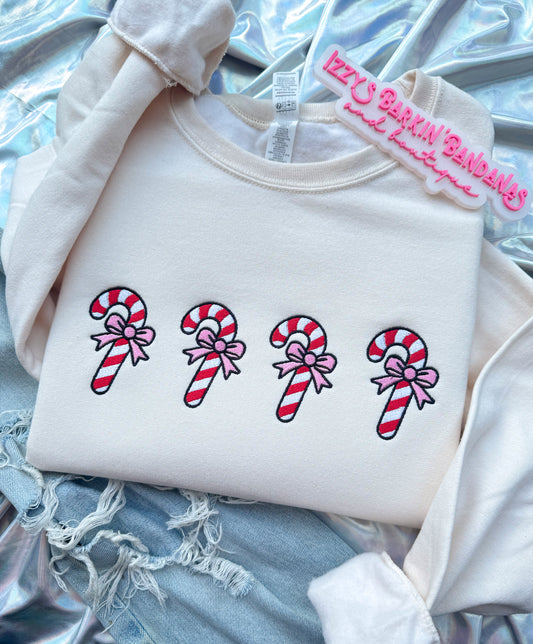 Candy Cane Bow Crewneck